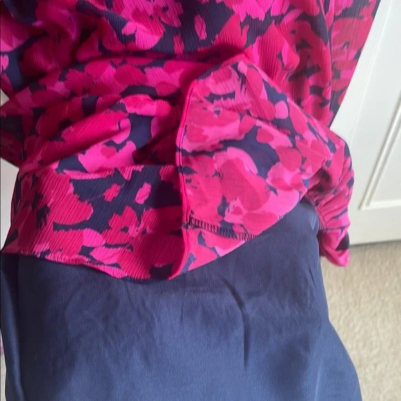 NWT! J. Crew Factory Navy & Pink Floral Dress, Sz 16 - Picture 4 of 6